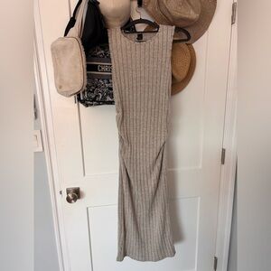 Gray Ribbed Maxi Dress